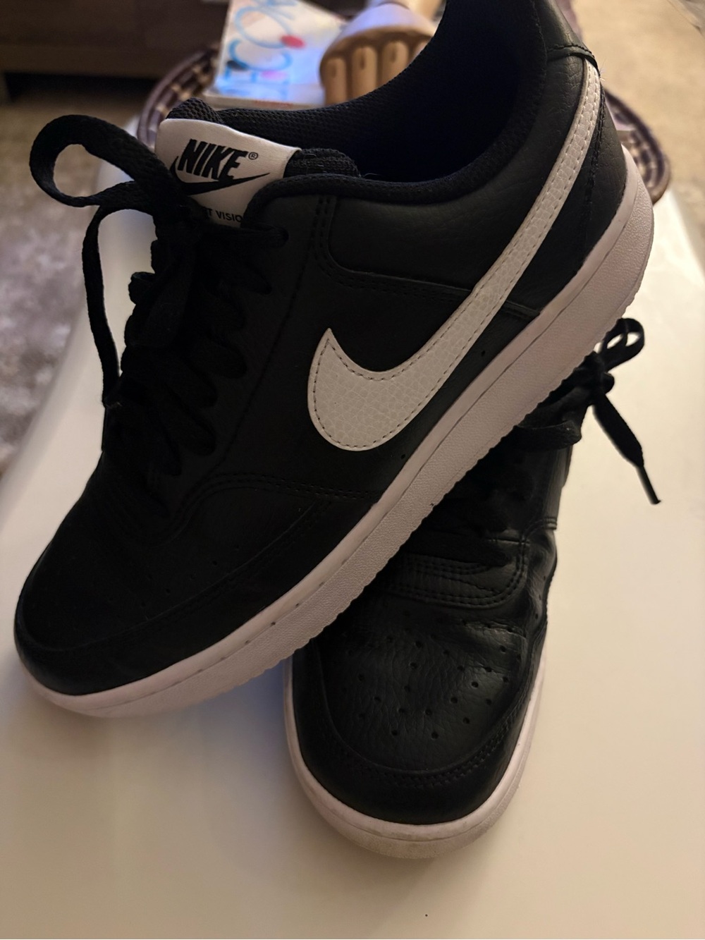 Nike Court Vision Women’s Black and White Sneakers - Picture 7 of 8